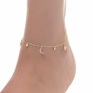 Oxzen αλυσίδα ποδιού ασημένια με κρεμαστά στοιχεία