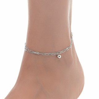 Oxzen αλυσίδα ποδιού ασημένια με διπλή αλυσίδα