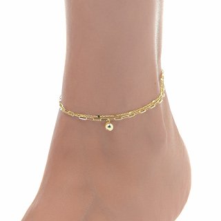 Oxzen αλυσίδα ποδιού ασημένια με διπλή αλυσίδα