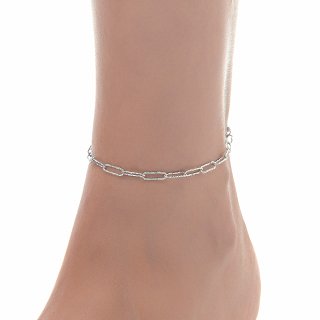 Oxzen αλυσίδα ποδιού ασημένια σατινέ