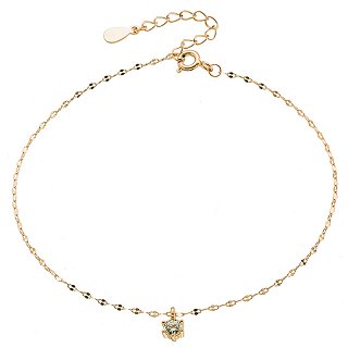 Oxzen αλυσίδα ποδιού ασημένια με ένα κρεμαστό ζιργκόν