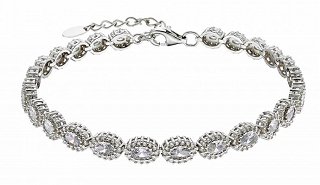 Oxzen βραχιόλι ασημένιο ριβιέρα με οβάλ λευκά ζιργκόν