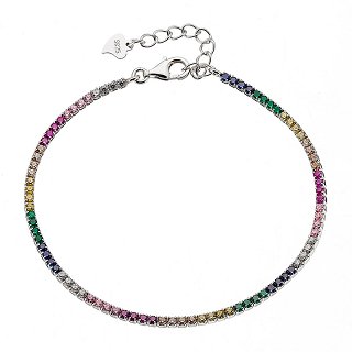 Oxzen βραχιόλι ασημένιο ριβιέρα με πολύχρωμα ζιργκόν