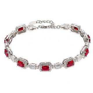 Oxzen γυναικείο βραχιόλι ασημένιο ριβιέρα με καρέ πέτρες ζιργκόν