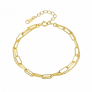 Oxzen βραχιόλι ασημένιο με διπλή αλυσίδα