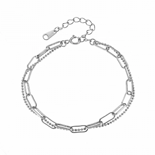 Oxzen βραχιόλι ασημένιο με διπλή αλυσίδα