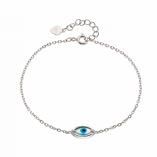 Oxzen γυναικείο βραχιόλι ασημένιο με ματάκι