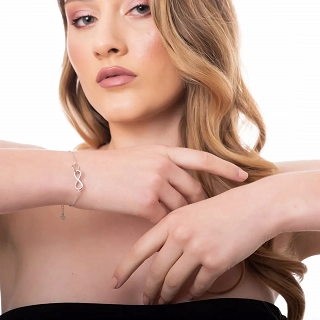 Oxzen γυναικείο βραχιόλι ασημένιο με άπειρο και καρδιά