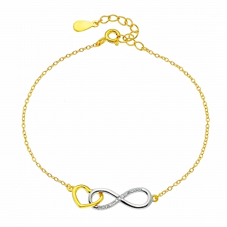 Oxzen γυναικείο βραχιόλι ασημένιο με άπειρο και καρδιά