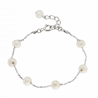 Oxzen βραχιόλι ασημένιο, με πέρλες Majorica