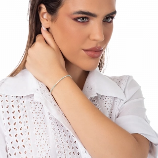 Oxzen ασημένιο βραχιόλι, με ημιπολύτιμες ορυκτές πέτρες