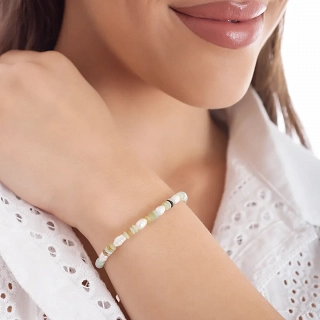 Oxzen ασημένιο βραχιόλι, με ημιπολύτιμες ορυκτές πέτρες