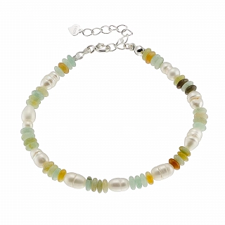 Oxzen ασημένιο βραχιόλι, με ημιπολύτιμες ορυκτές πέτρες