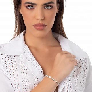 Oxzen ασημένιο βραχιόλι, με ημιπολύτιμες ορυκτές πέτρες