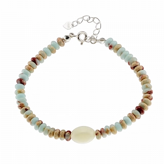 Oxzen ασημένιο βραχιόλι, με ημιπολύτιμες ορυκτές πέτρες