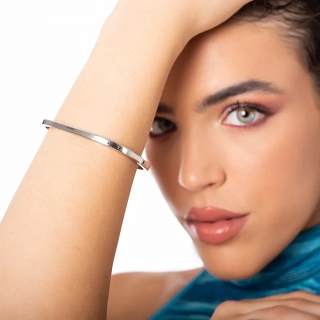 Oxzen βραχιόλι Unisex ασημένιο σταθερή χειροπέδα 4mm τετραγωνισμένη