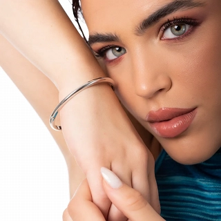 Oxzen βραχιόλι Unisex ασημένιο σταθερή χειροπέδα οβάλ 4mm