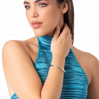 Oxzen βραχιόλι Unisex ασημένιο σταθερή χειροπέδα οβάλ 6mm