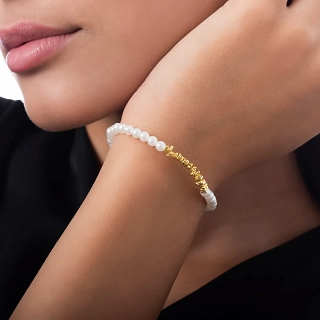 Oxzen ασημένιο βραχιόλι επιχρυσωμένο με πέρλες