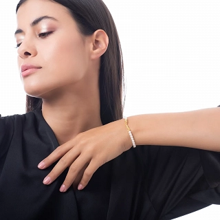 Oxzen ασημένιο βραχιόλι επιχρυσωμένο με πέρλες