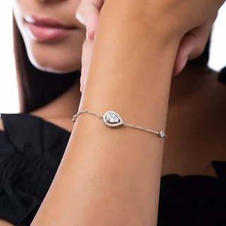 Oxzen ασημένιο βραχιόλι με ζιργκόν δάκρυ