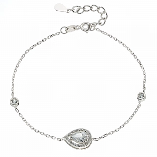 Oxzen ασημένιο βραχιόλι με ζιργκόν δάκρυ