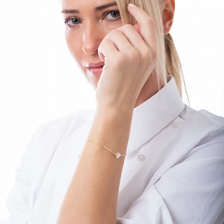 Oxzen ασημένιο βραχιόλι με καρδιά και λευκά ζιργκόν