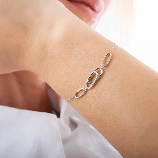 Oxzen βραχιόλι ασημένιο λουστρέ με ζιργκόν