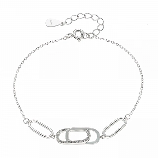 Oxzen βραχιόλι ασημένιο λουστρέ με ζιργκόν