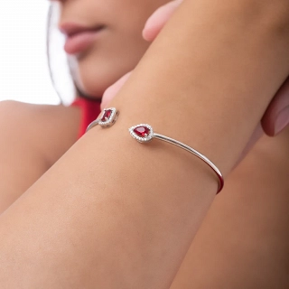 Oxzen ασημένιο βραχιόλι χειροπέδα εύκαμπτη με ζιργκόν