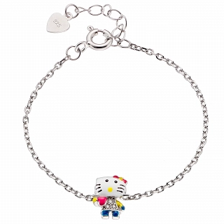 Oxzen ασημένιο παιδικό βραχιόλι επιπλατινωμένο Hello Kitty