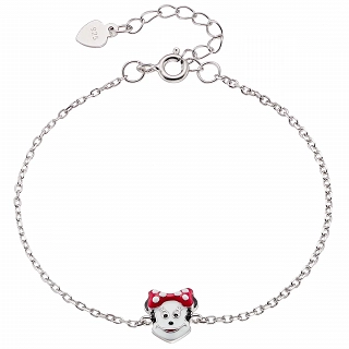 Oxzen ασημένιο παιδικό βραχιόλι επιπλατινωμένο Minnie Mouse