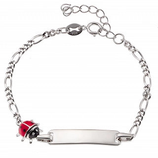 Oxzen ασημένιο παιδικό βραχιόλι επιπλατινωμένο ταυτότητα με πασχαλίτσα