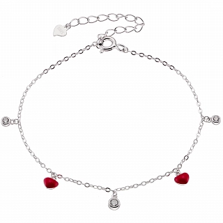 Oxzen ασημένιο παιδικό βραχιόλι επιπλατινωμένο με καρδούλες