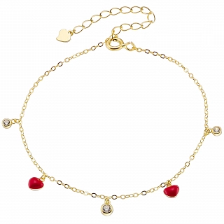 Oxzen ασημένιο παιδικό βραχιόλι επιπλατινωμένο με καρδούλες