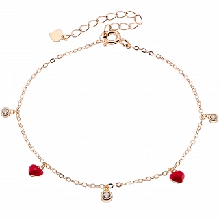 Oxzen ασημένιο παιδικό βραχιόλι επιπλατινωμένο με καρδούλες