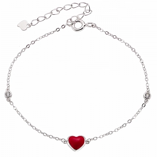 Oxzen ασημένιο παιδικό βραχιόλι επιπλατινωμένο με καρδούλα