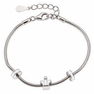 Oxzen ασημένιο παιδικό βραχιόλι επιπλατινωμένο με λευκή κορώνα