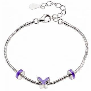 Oxzen ασημένιο παιδικό βραχιόλι με πεταλούδα