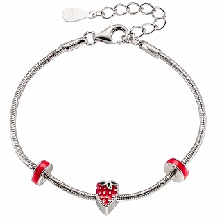 Oxzen ασημένιο παιδικό βραχιόλι επιπλατινωμένο με φράουλα