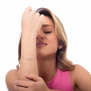 Oxzen γυναικείο βραχιόλι ασημένιο με καρδιά και άπειρο