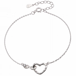 Oxzen γυναικείο βραχιόλι ασημένιο με καρδιά και άπειρο