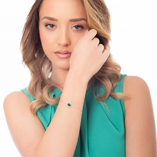 Oxzen γυναικείο βραχιόλι ασημένιο με δάκρυ ζιργκόν