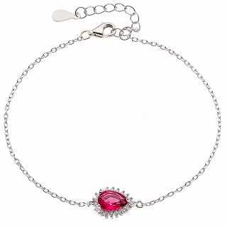 Oxzen γυναικείο βραχιόλι ασημένιο με δάκρυ ζιργκόν