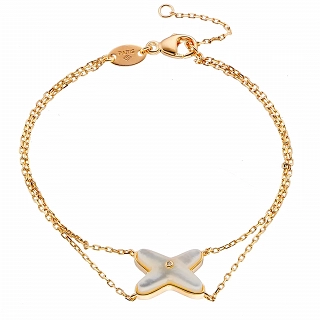 Oxzen γυναικείο βραχιόλι ασημένιο διπλό με φίλντισι σε σχήμα Χ