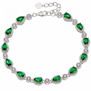 Oxzen γυναικείο βραχιόλι ασημένιο ριβιέρα με δάκρυα ζιργκόν