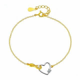 Oxzen γυναικείο βραχιόλι ασημένιο με καρδιά και άπειρο