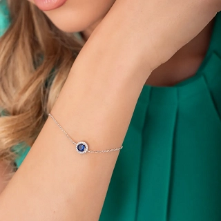 Oxzen γυναικείο βραχιόλι ασημένιο με στρόγγυλο ζιργκόν