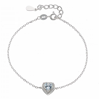 Oxzen γυναικείο βραχιόλι ασημένιο με καρδιά ζιργκόν
