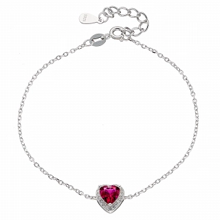 Oxzen γυναικείο βραχιόλι ασημένιο με καρδιά ζιργκόν